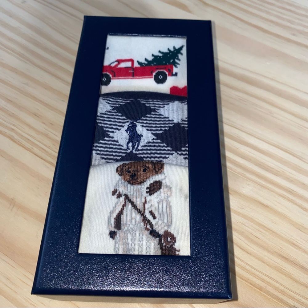 RALPH LAUREN POLO BEAR SOCK BOX OF 3 NEW PAIRS